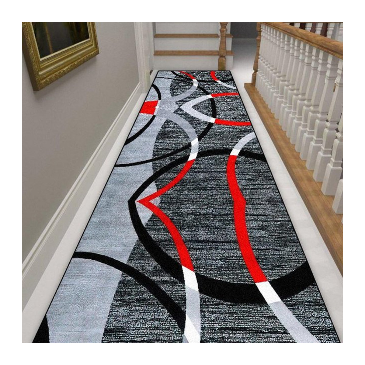 Karpetti Flur Teppich mit europäischem geometrischem Design, rutschfester Läufer für Flur und Eingangsbereich, mehrfarbig, B/T: 80 x 200 cm - Bild 1