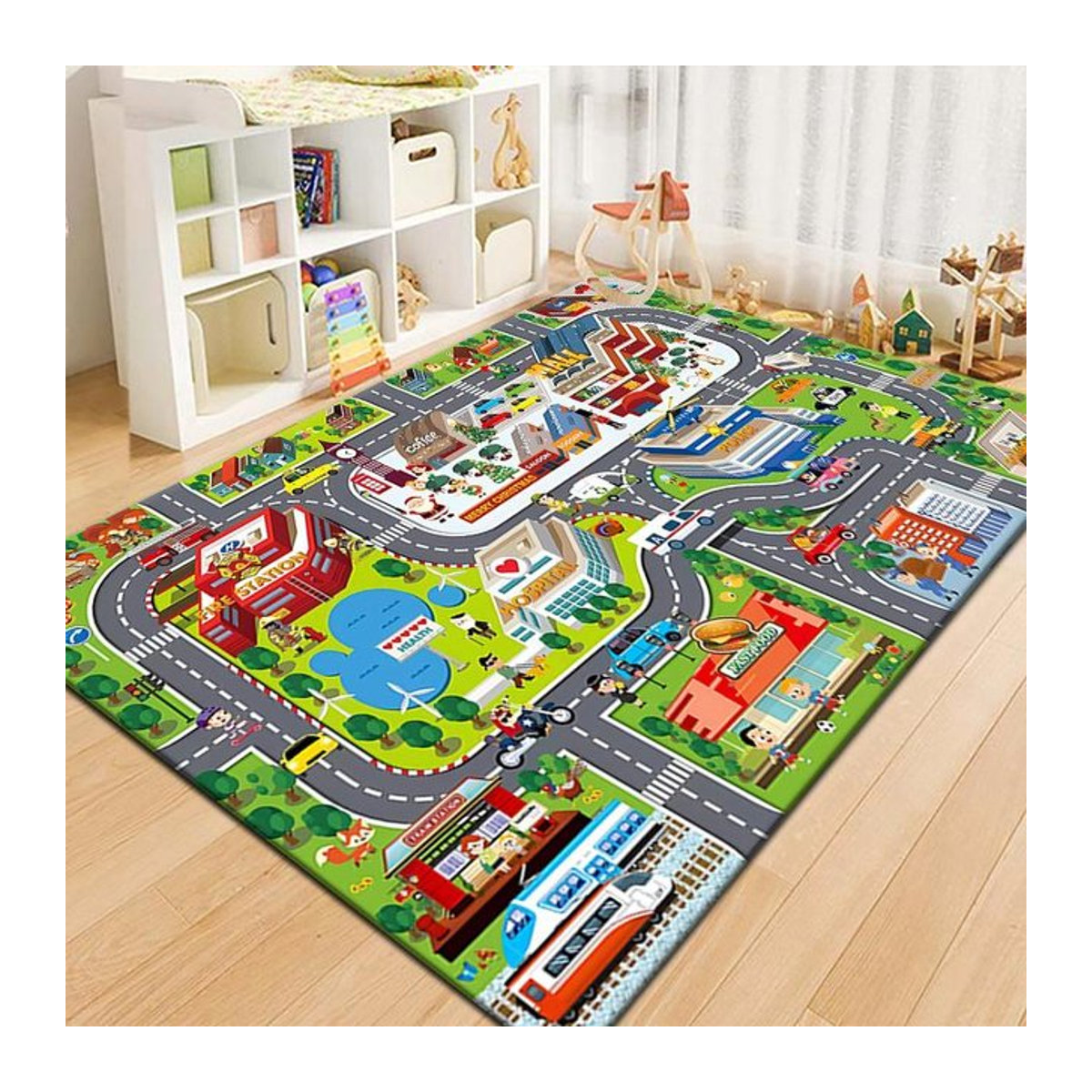 Karpetti Fußball Spielteppich für Kinderzimmer und Wohnzimmer, waschbar und rutschfest, mehrfarbig, B/T: 60 x 40 cm - Bild 1