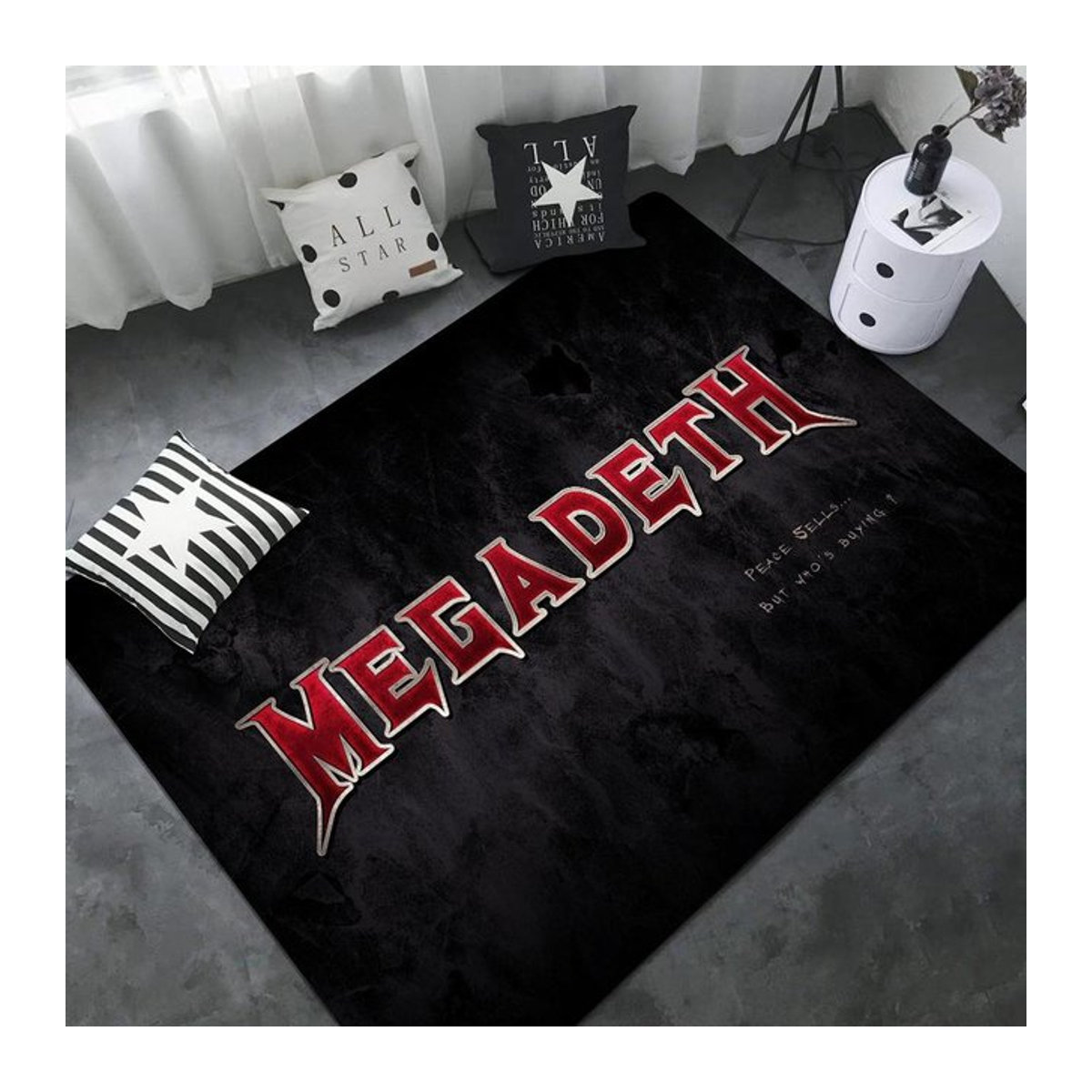 Karpetti Fußmatte Megadeth Heavy Metal Rock Design, schwarz, B: 90 cm, T: 60 cm, waschbar und rutschfest - Bild 1
