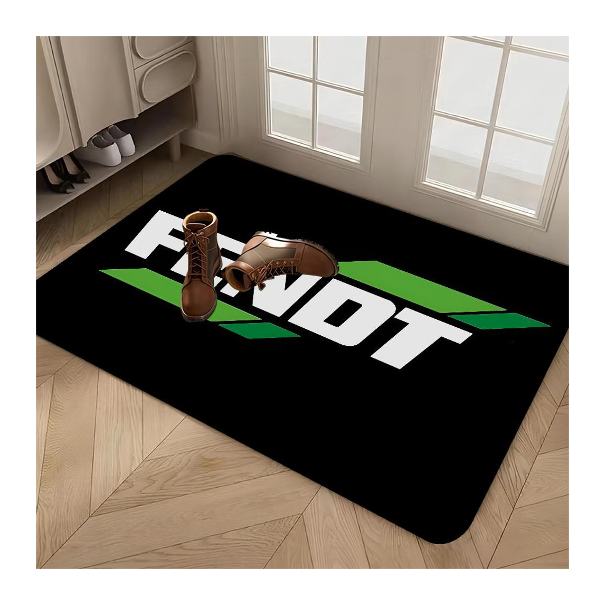 Karpetti Fußmatte mit Fendt Landwirtschaftstraktor Motiv in Schwarz, rechteckig und rutschfest, B/B/H: 50 x 80 cm - Bild 4