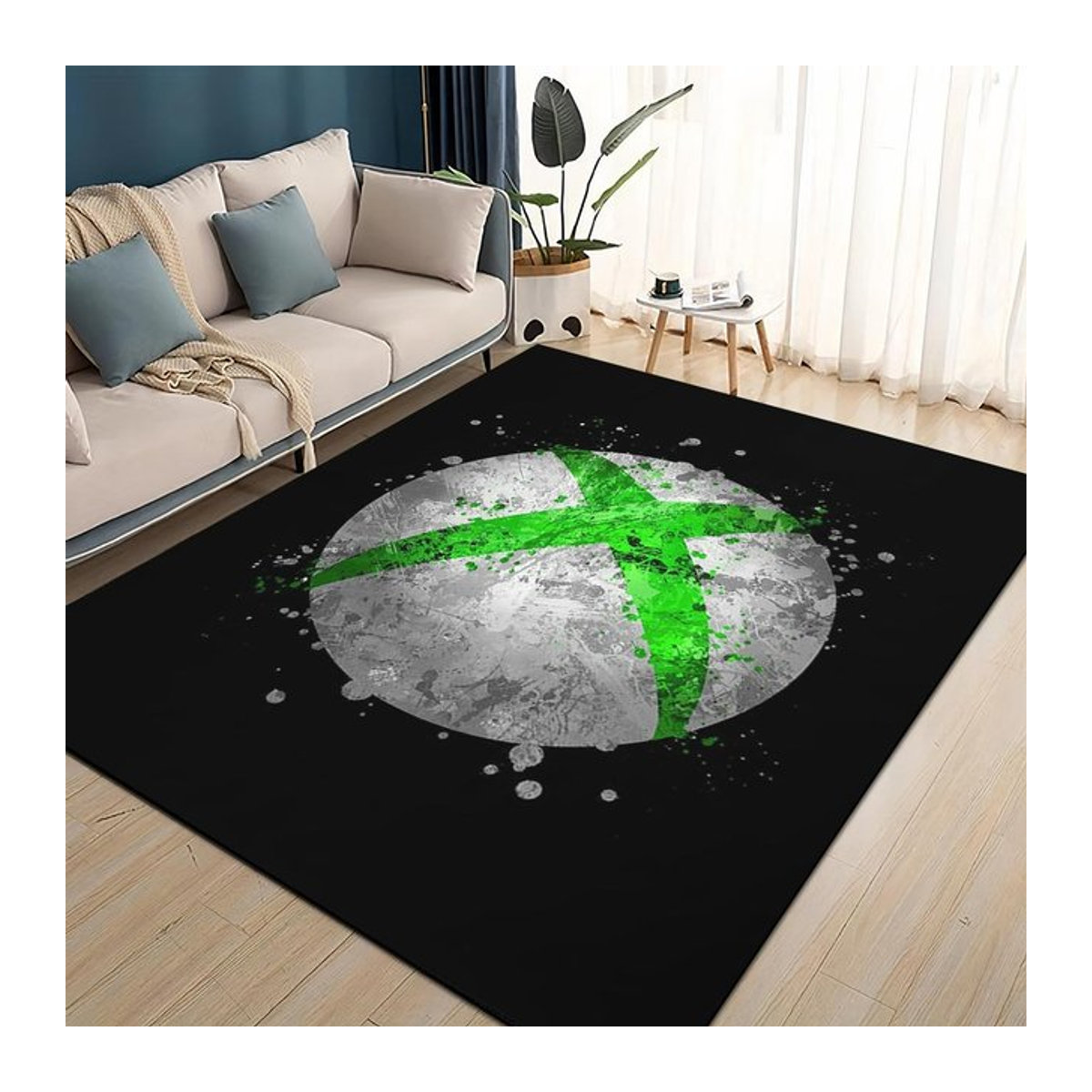 Karpetti Gamer Teppich mit Xbox Logo für Wohnzimmer und Kinderzimmer, Schwarz, B: 90 cm, T: 60 cm - Bild 1