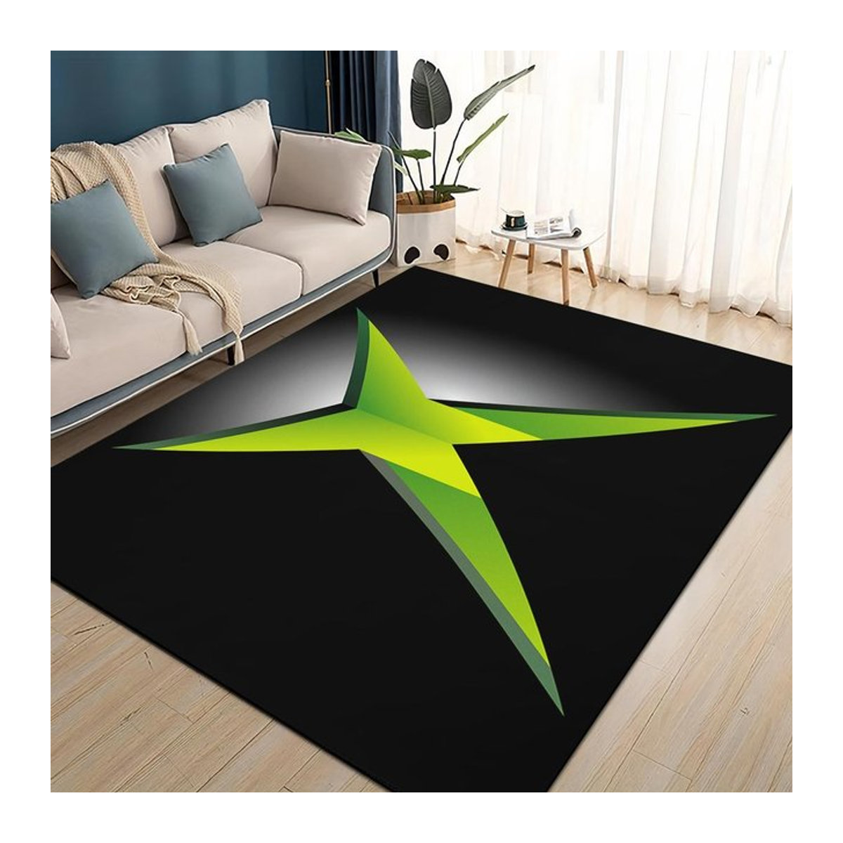 Karpetti Gamer Teppich mit Xbox Logo für Wohnzimmer und Schlafzimmer, Schwarz, B: 90 cm, T: 60 cm - Bild 1