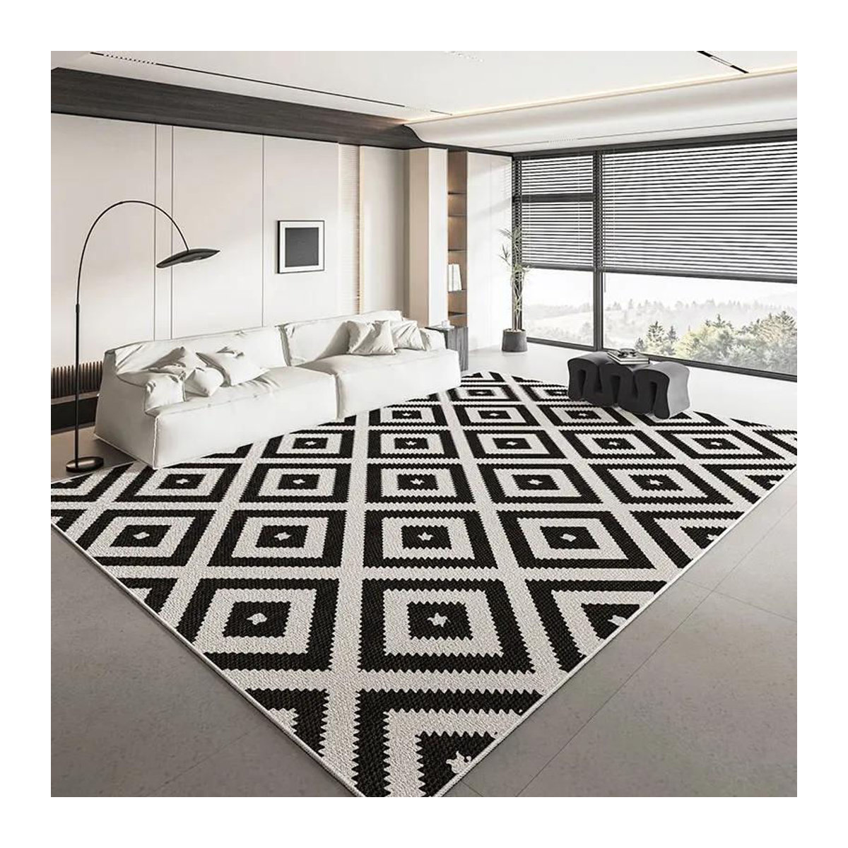 Karpetti Geometrischer Teppich Schwarz-Weiß, weich und rutschfest, B/B: 80 x 120 cm - Bild 2