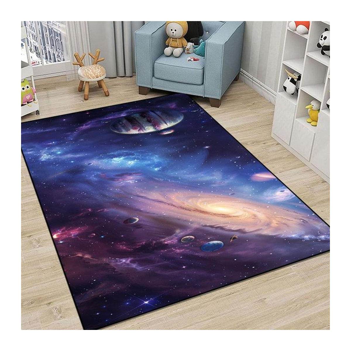 Karpetti Kinderzimmer Teppich mit Weltraum Muster in Mehrfarbig, B/B: 60 x 90 cm - Bild 1