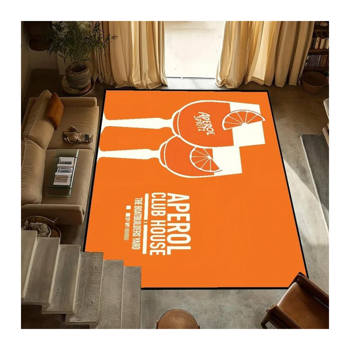 Karpetti Kleinteppich A-Aperol S-Spritz, handgefertigt und rutschfest, orange, B/T/H: 120 x 80 cm - Bild 1