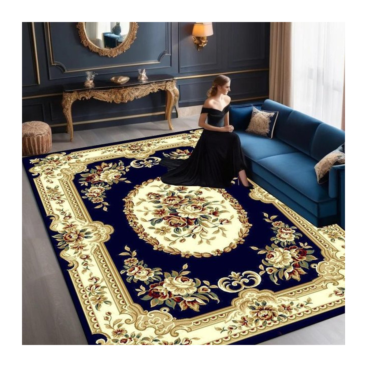Karpetti Luxusteppich Blau Weiche Matte für Wohnzimmer und Schlafzimmer B/B: 60 x 90 cm - Bild 1