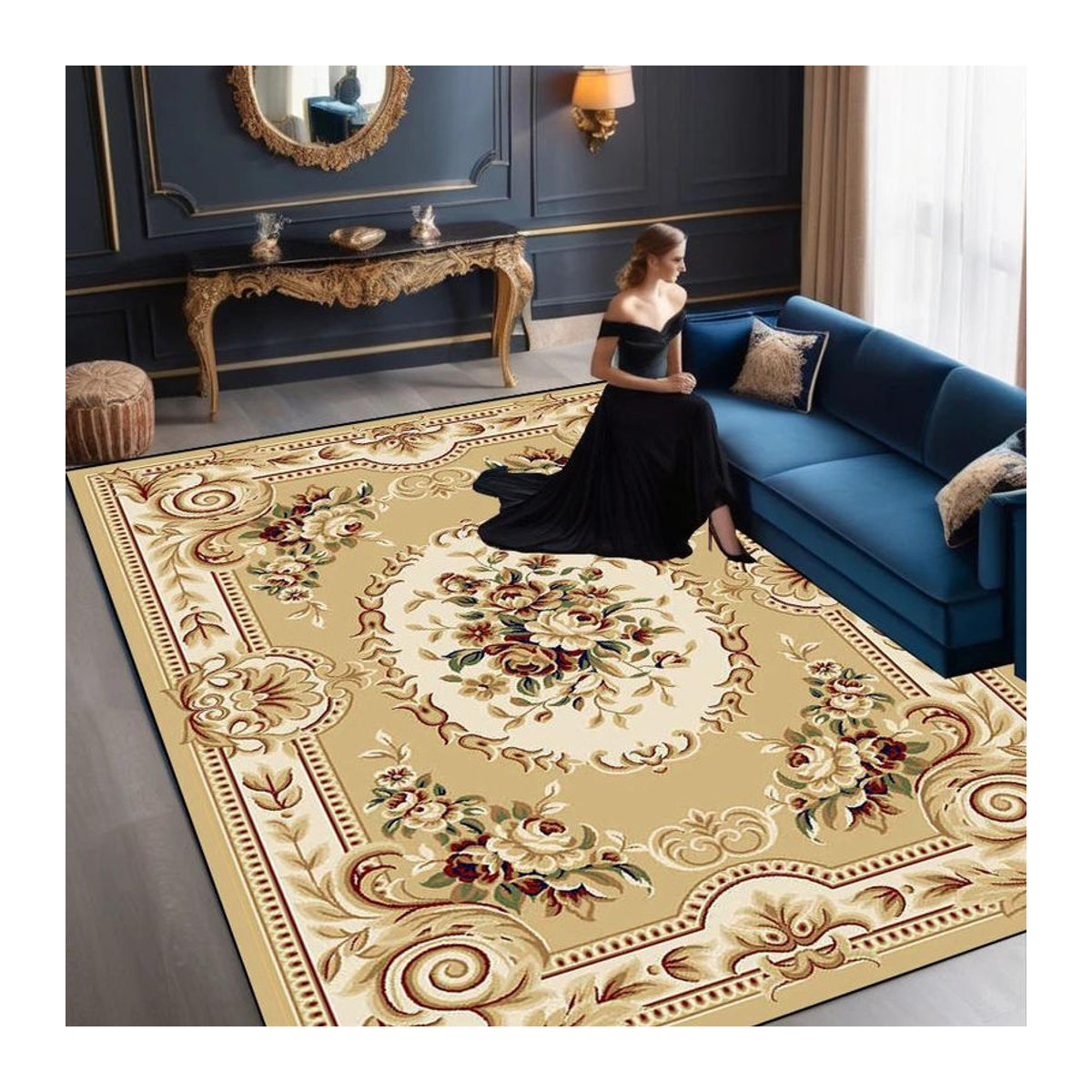 Karpetti Luxusteppich Blau Weiche Matte für Wohnzimmer und Schlafzimmer B/B: 60 x 90 cm - Bild 2
