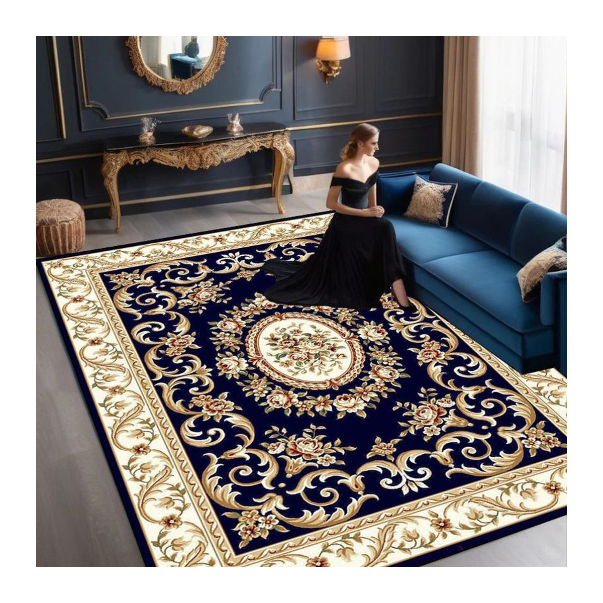 Karpetti Luxusteppich Blau Weiche Matte für Wohnzimmer und Schlafzimmer B/B: 60 x 90 cm - Bild 3