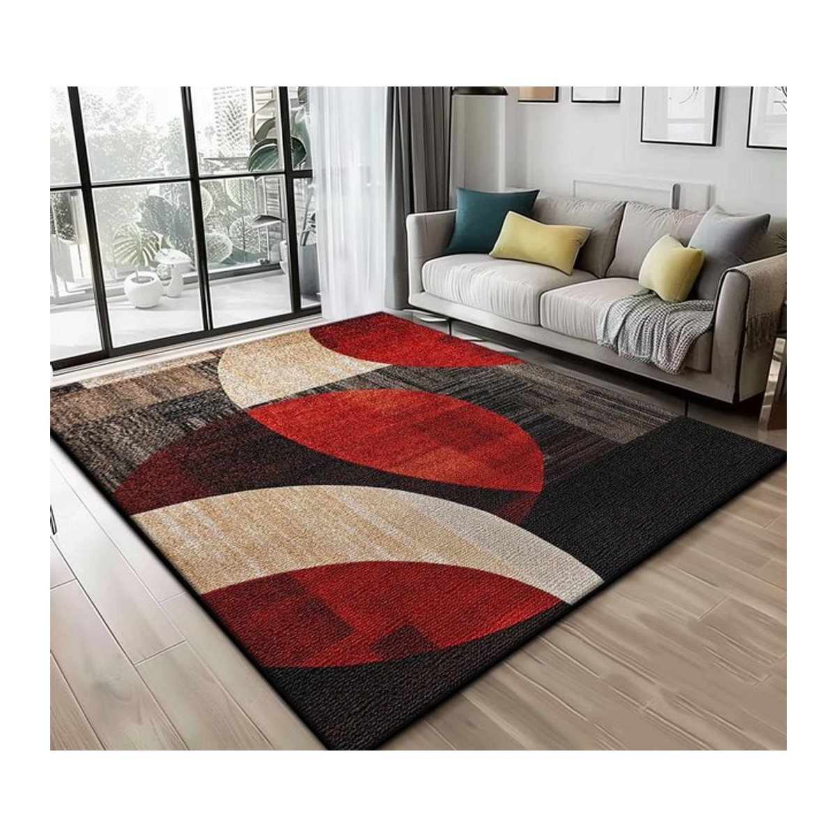 Karpetti Nordischer abstrakter Plüschteppich in Mehrfarbig, B/T: 140 x 200 cm - Bild 1