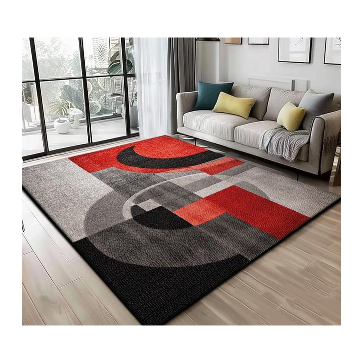 Karpetti Nordischer abstrakter Plüschteppich in Mehrfarbig, B/T: 140 x 200 cm - Bild 1