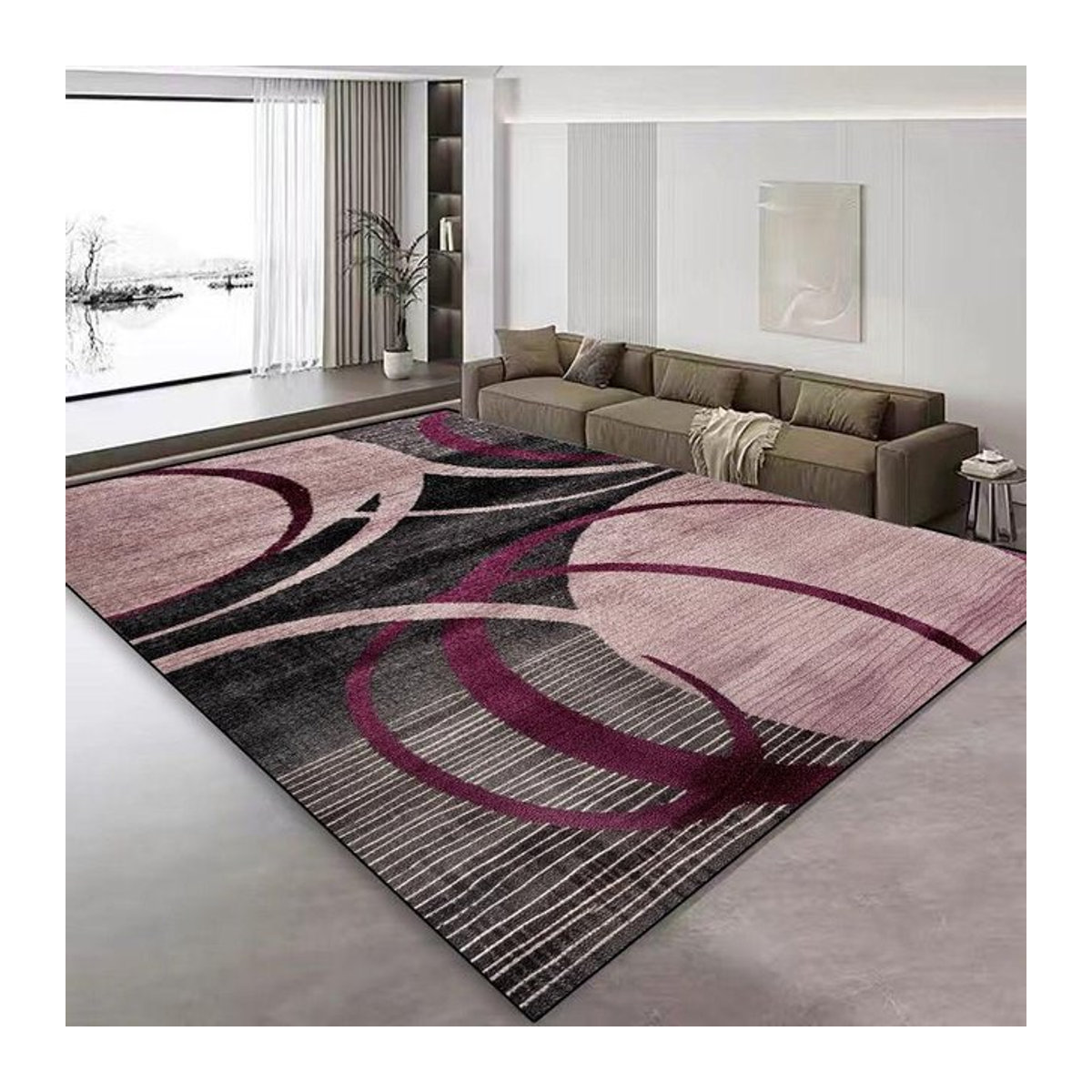 Karpetti Nordischer Abstrakter Teppich Mehrfarbig Rutschfeste Bodenmatte für Wohnzimmer und Sofa - Bild 1