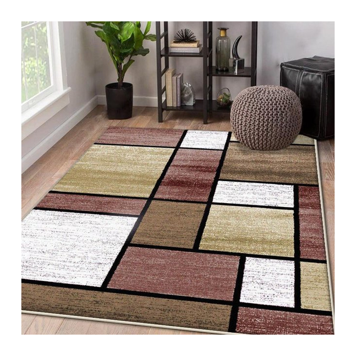 Karpetti Nordischer Geometrischer Wohnzimmerteppich Abstrakt Mehrfarbig, B/T: 90 x 60 cm - Bild 1