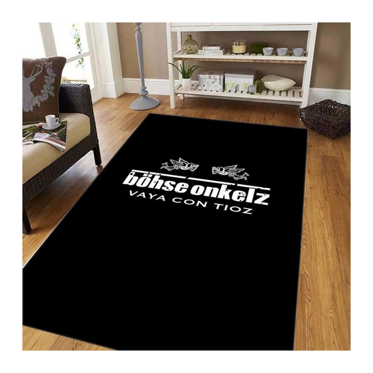Karpetti Teppich Böhse Onkelz Schwarz Rutschfest und Waschbar B/B: 80 x 120 cm - Bild 1