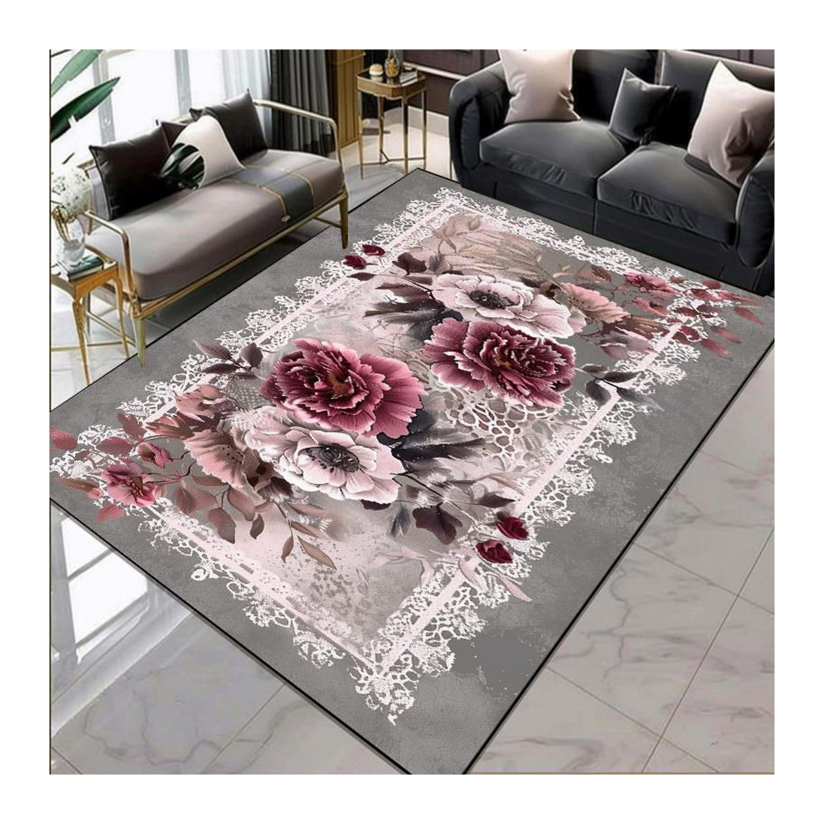 Karpetti Teppich im europäischen Stil mit Blumenmuster, mehrfarbig, B/T: 120 x 80 cm - Bild 2