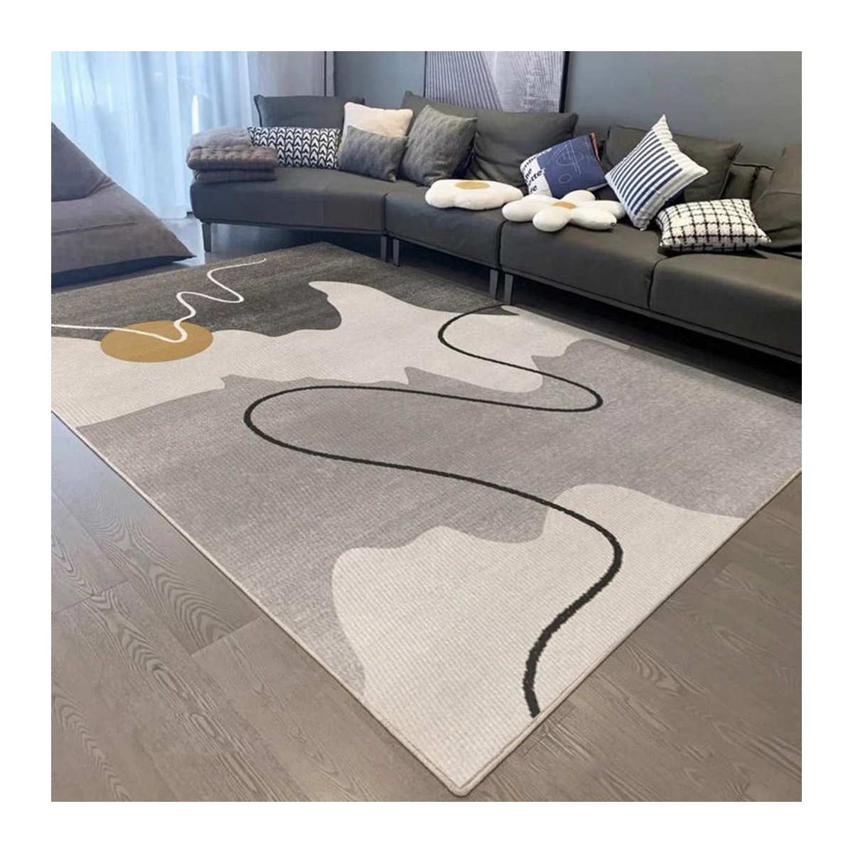 Karpetti Teppich im nordischen Stil mit Print in Grau, B/T: 90 x 60 cm - Bild 2
