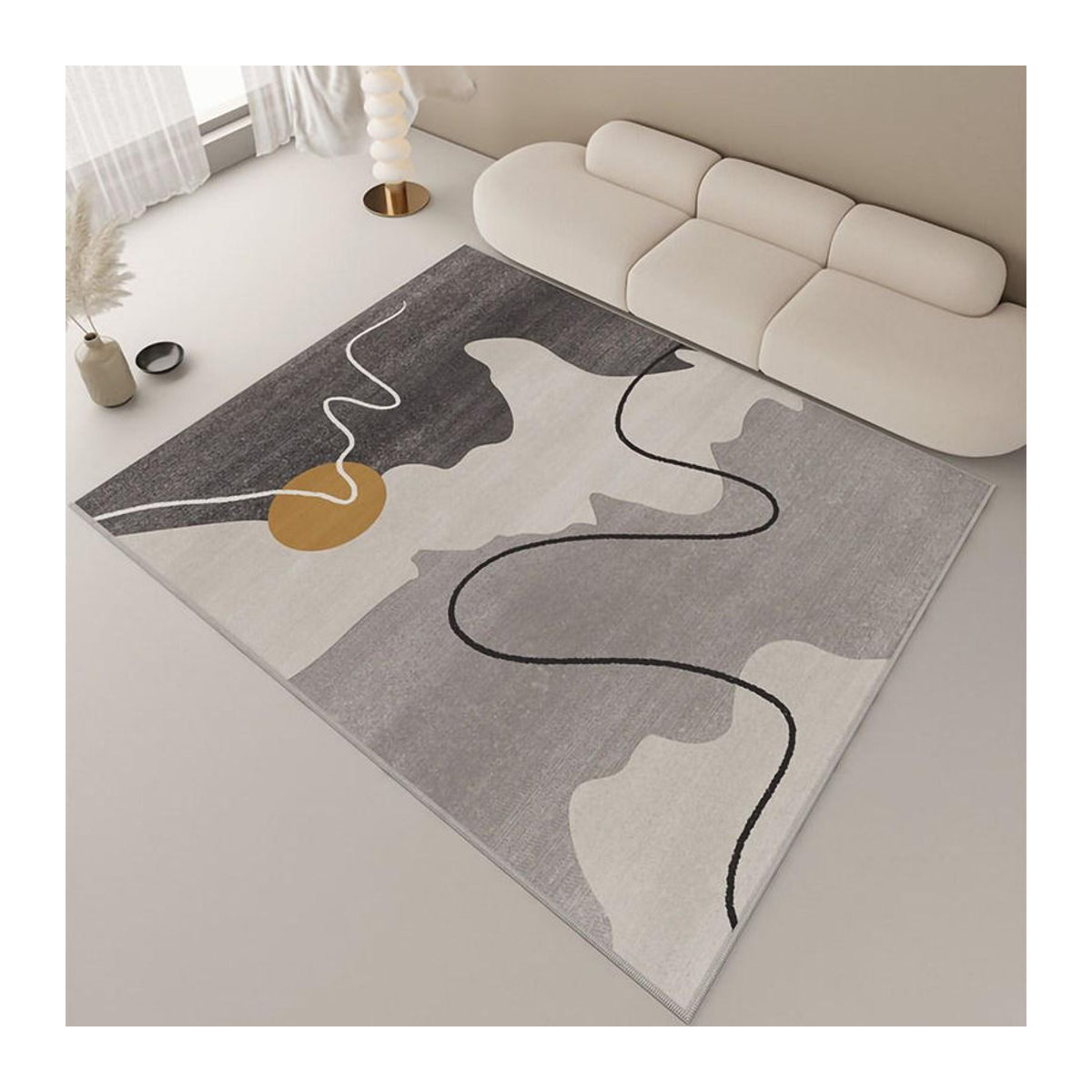 Karpetti Teppich im nordischen Stil mit Print in Grau, B/T: 90 x 60 cm - Bild 3
