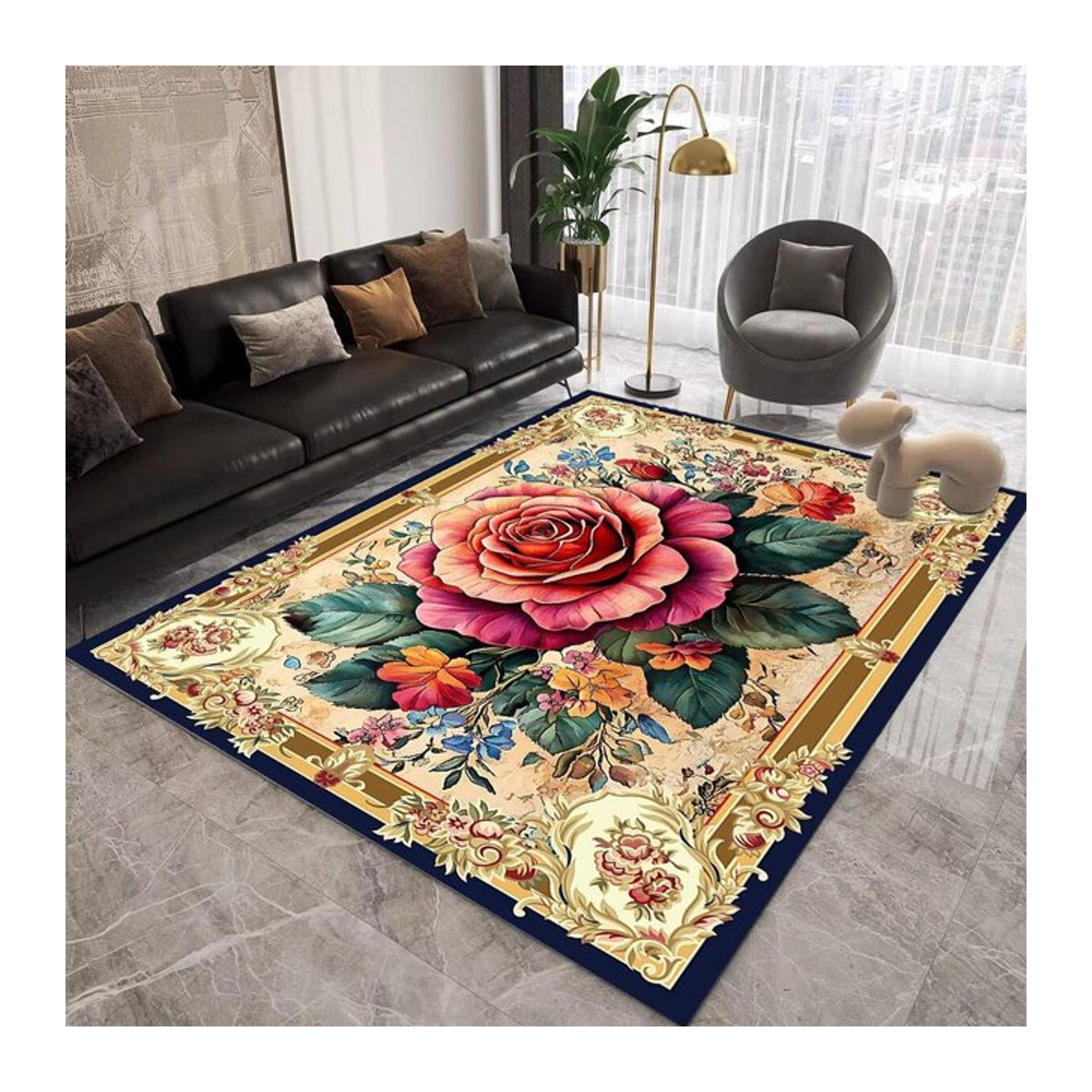 Karpetti Teppich mit floralem Design in Mehrfarbig, rutschfest und waschbar, B/T: 200 x 300 cm oder 200 x 250 cm - Bild 1
