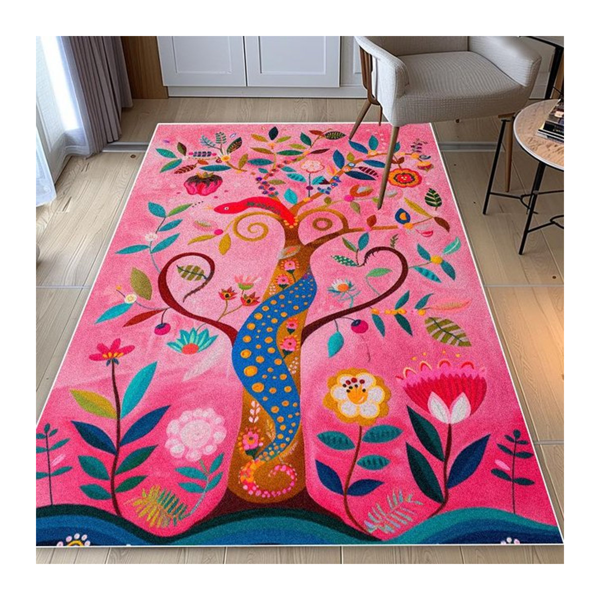 Karpetti Teppich mit Schlangenmuster im amerikanischen Stil, mehrfarbig, B/T: 160 x 100 cm - Bild 1