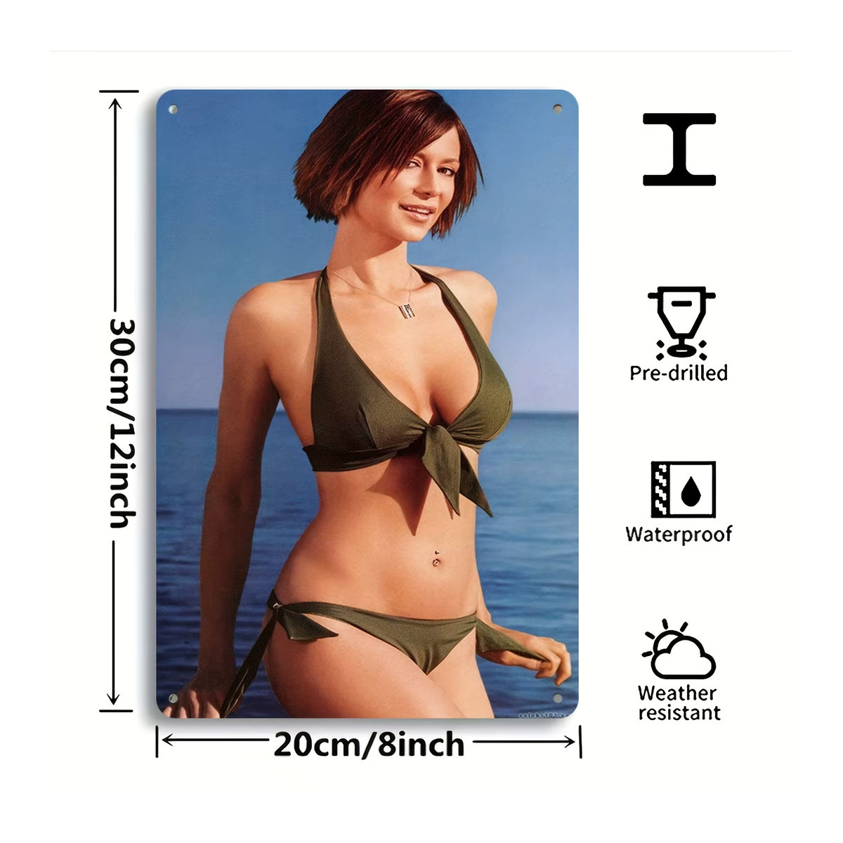 Katherine Bierbikini 2D Metall-Wandkunst Porträt Dekoration aus Metall in Mehrfarbig, B/H: 30 x 30 cm - Bild 1