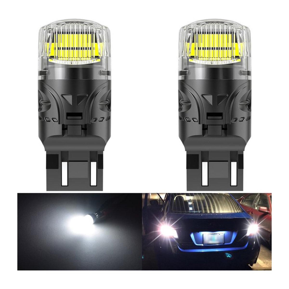 KaTur 2er Set T20 LED-Birnen W21W W21/5W Canbus Tagfahrlicht DRL für Lada Kalina Granta Vesta und Opel Astra J - Bild 1
