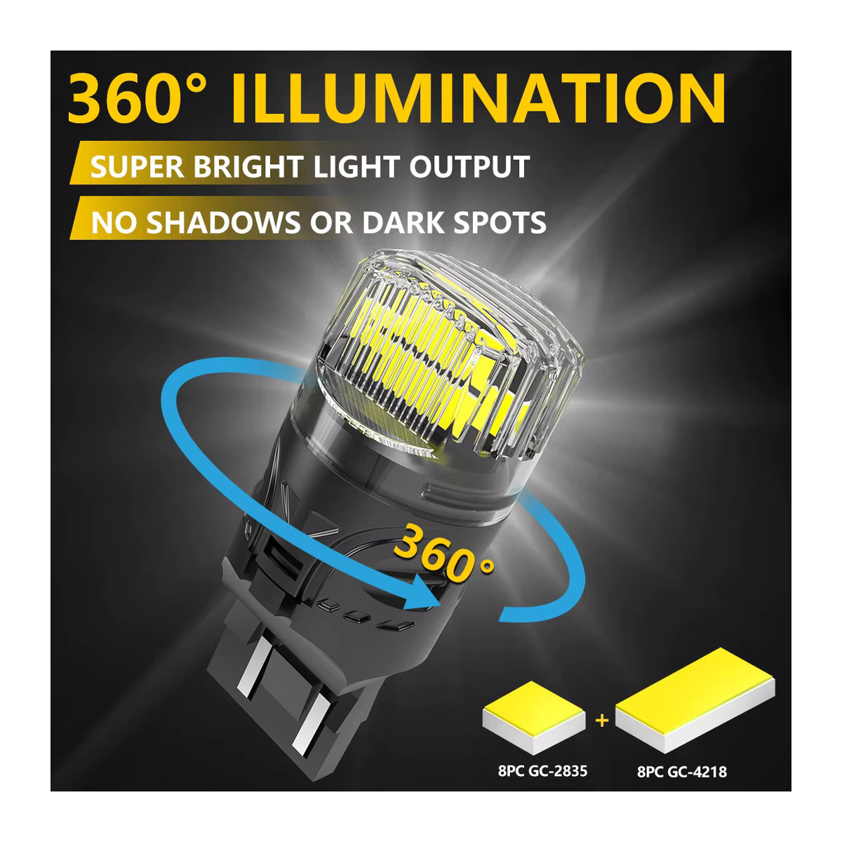 KaTur 2er Set T20 LED-Birnen W21W W21/5W Canbus Tagfahrlicht DRL für Lada Kalina Granta Vesta und Opel Astra J - Bild 3