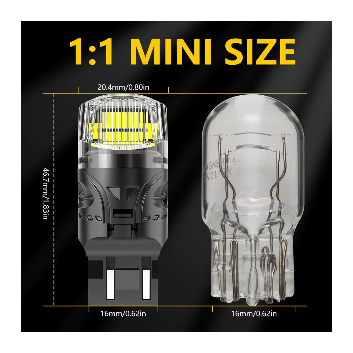 KaTur 2er Set T20 LED-Birnen W21W W21/5W Canbus Tagfahrlicht DRL für Lada Kalina Granta Vesta und Opel Astra J - Bild 4