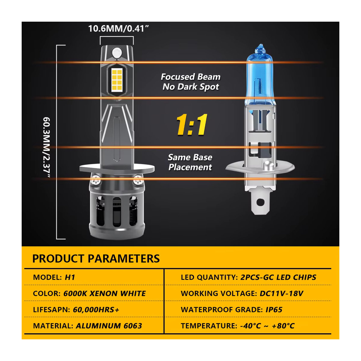 Katur H1 LED Scheinwerfer Lampen Set mit GC Chip, - Bild 2