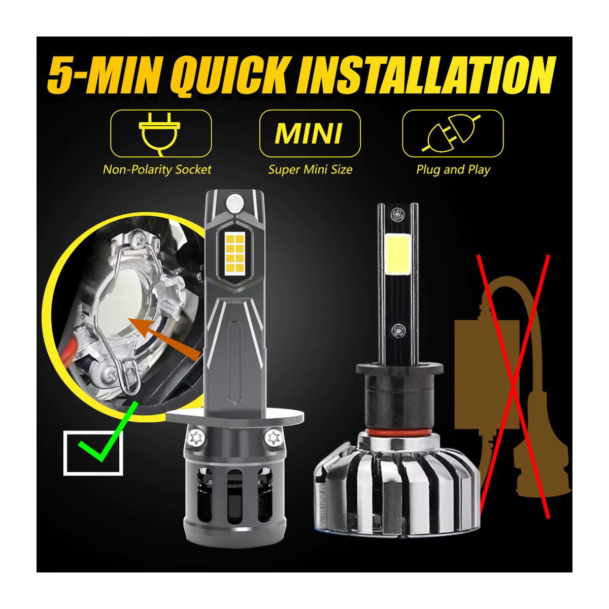 Katur H1 LED Scheinwerfer Lampen Set mit GC Chip, - Bild 6
