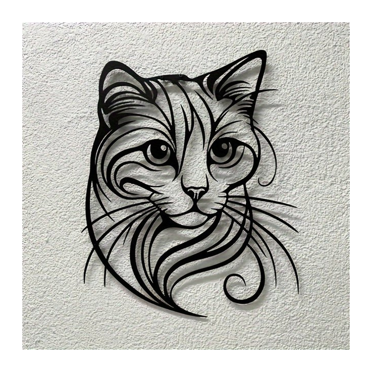 Katzen-Wandskulptur aus Metall von CIFBUY in Schwarz, minimalistisches Design zur Wandmontage - Bild 1