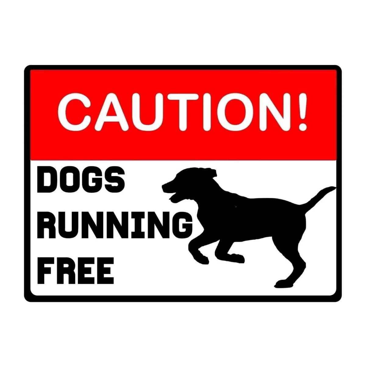 KAUTION Metallschild Dogs Running Free in Rot, Rechteckig, B: 30 cm, H: 20 cm, T: 30 cm - Bild 2