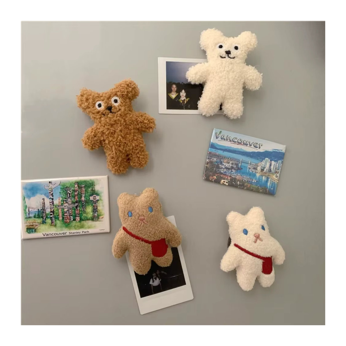 Kawaii 3D Bär Kühlschrank Magnet mit Plüsch-Textil für deine Küchendekoration, mehrfarbig - Bild 2