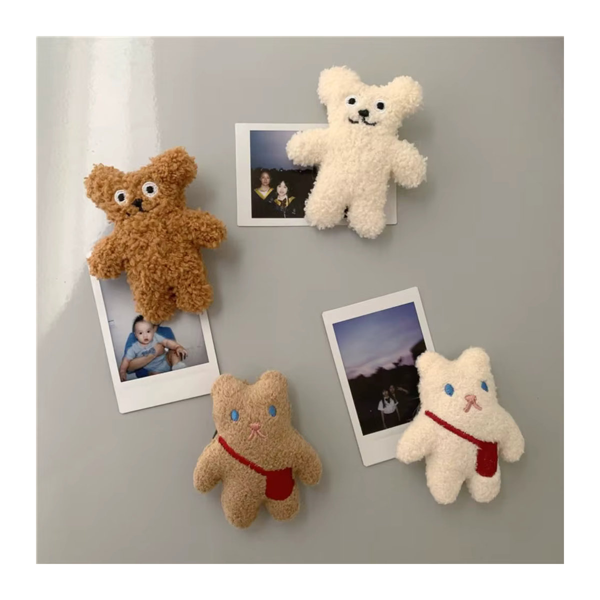 Kawaii 3D Bär Kühlschrank Magnet mit Plüsch-Textil für deine Küchendekoration, mehrfarbig - Bild 3