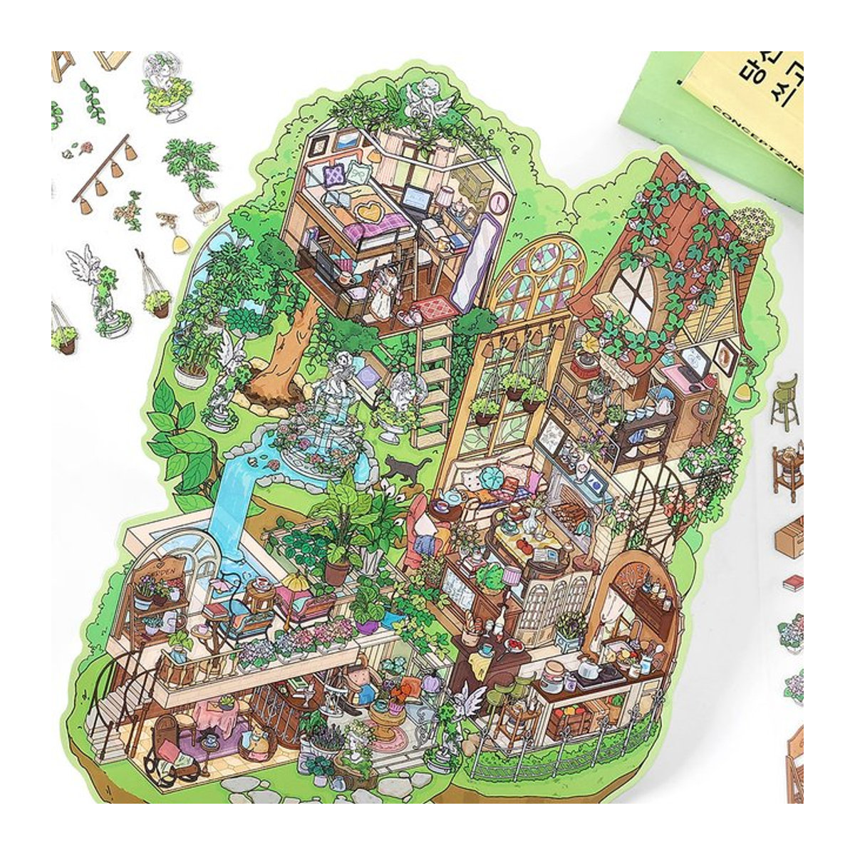 Kawaii 3D Unterwasserhaus Landschaft Aufkleber für Kinder in Mehrfarbig - Bild 1