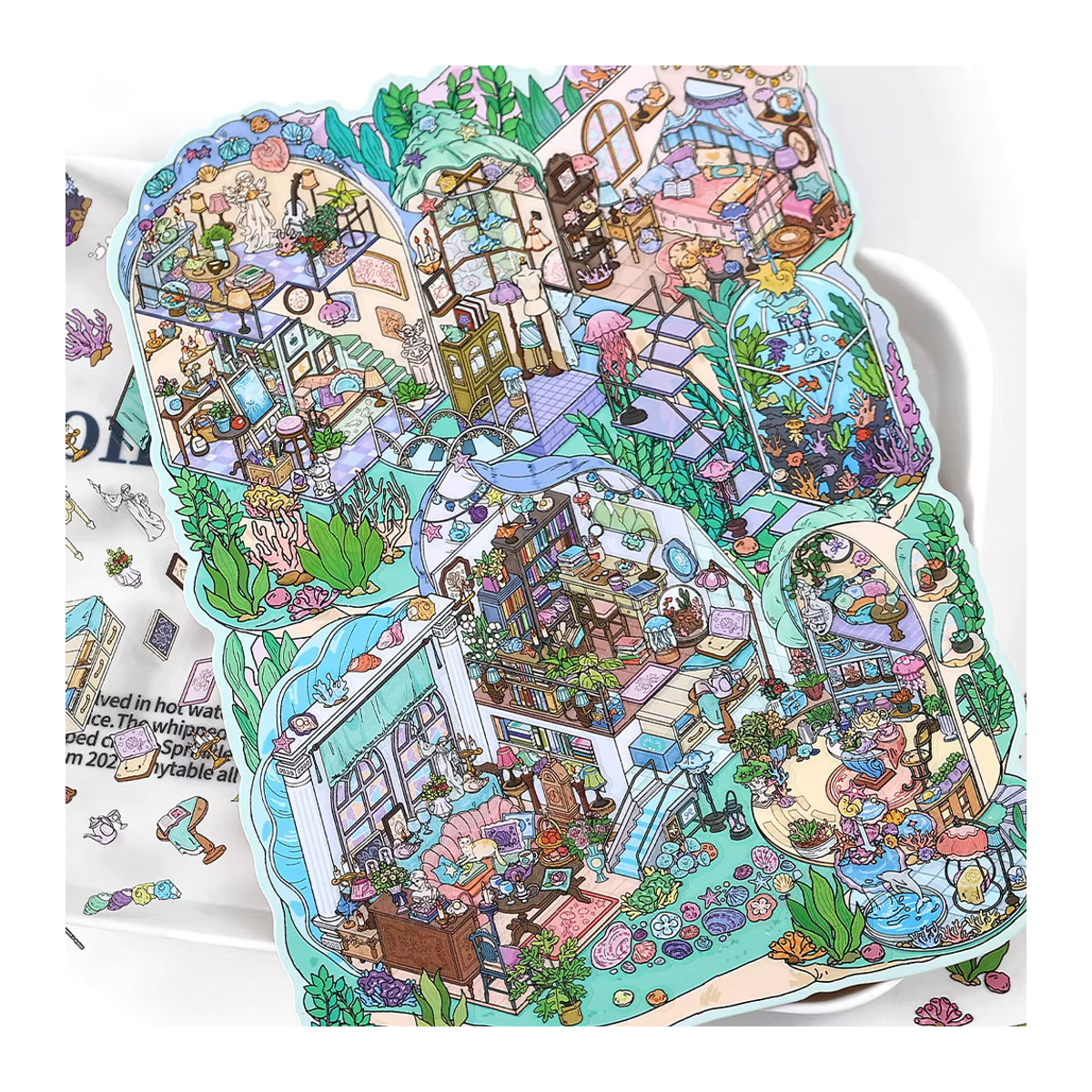 Kawaii 3D Unterwasserhaus Landschaft Aufkleber für Kinder in Mehrfarbig - Bild 4