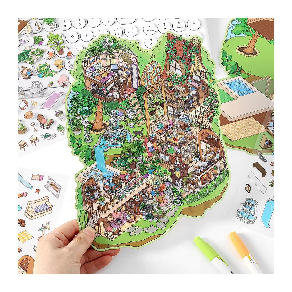 Kawaii 3D Unterwasserhaus Landschaft Aufkleber für Kinder in Mehrfarbig - Bild 5