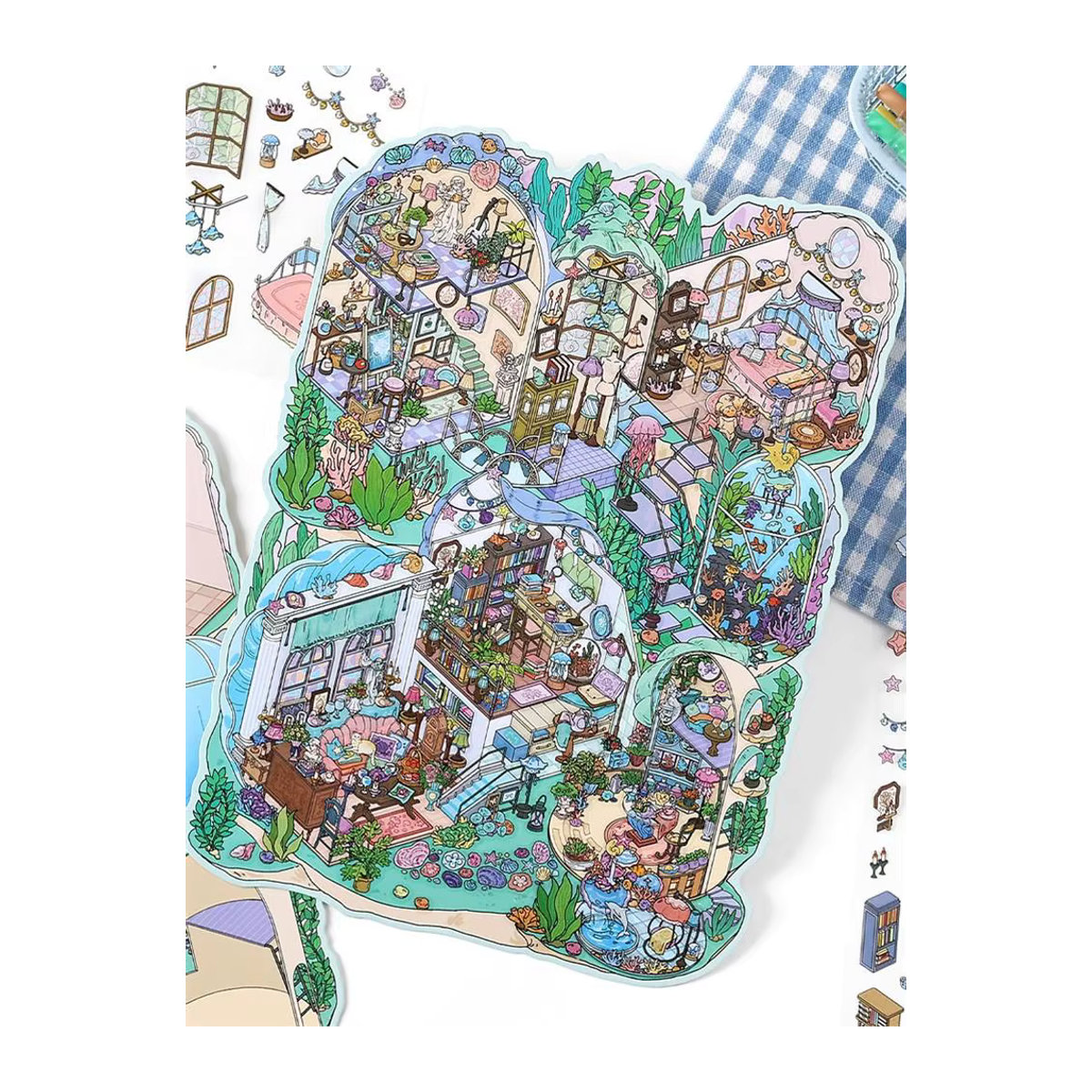 Kawaii 3D Unterwasserhaus Landschaft Aufkleber für Kinder in Mehrfarbig - Bild 6