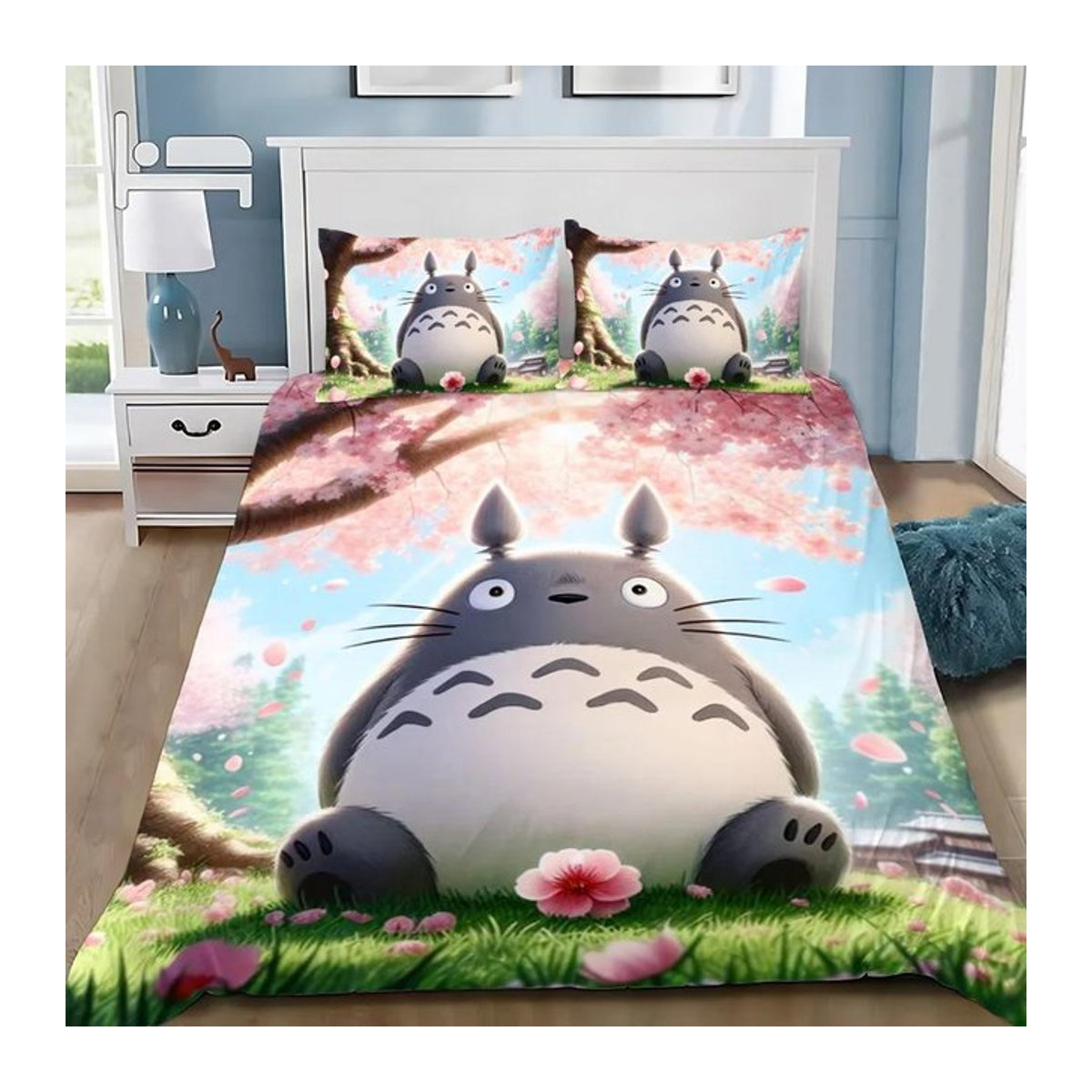 Kawaii Anime Bettwäscheset T-TotoroS mit Bettbezug und Kissenbezug für Kinder und Erwachsene, mehrfarbig, B/H: 140 x 210 cm - Bild 1