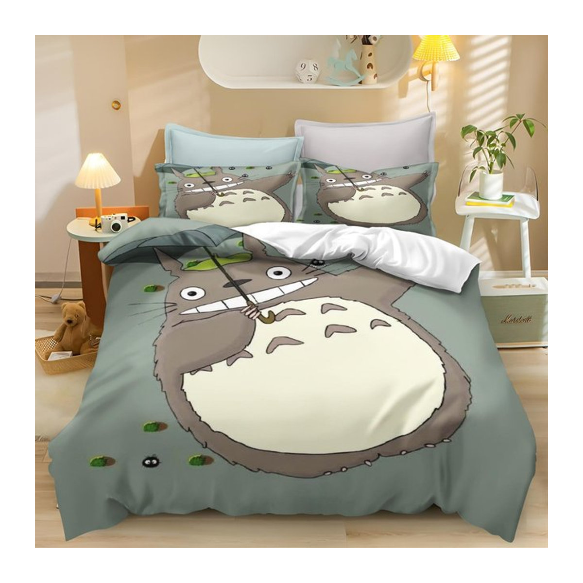 Kawaii Anime Bettwäscheset T-TotoroS mit Bettbezug und Kissenbezug, mehrfarbig, B/H: 135 x 200 cm - Bild 1