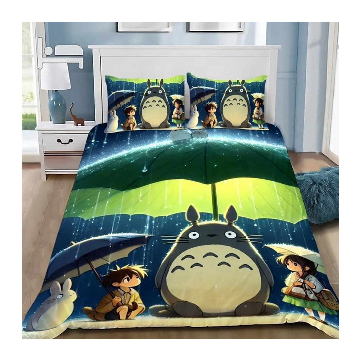 Kawaii Anime Bettwäscheset T-TotoroS mit Bettbezug und Kissenbezug, mehrfarbig, B/H: 135 x 200 cm - Bild 1