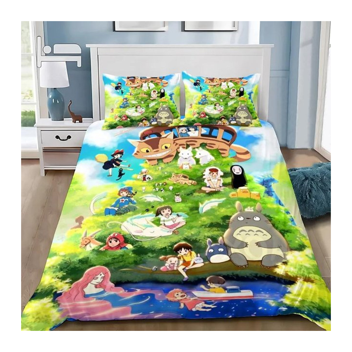 Kawaii Anime Bettwäscheset T-TotoroS mit Bettbezug und Kissenbezug, mehrfarbig, B/H: 135 x 200 cm - Bild 1