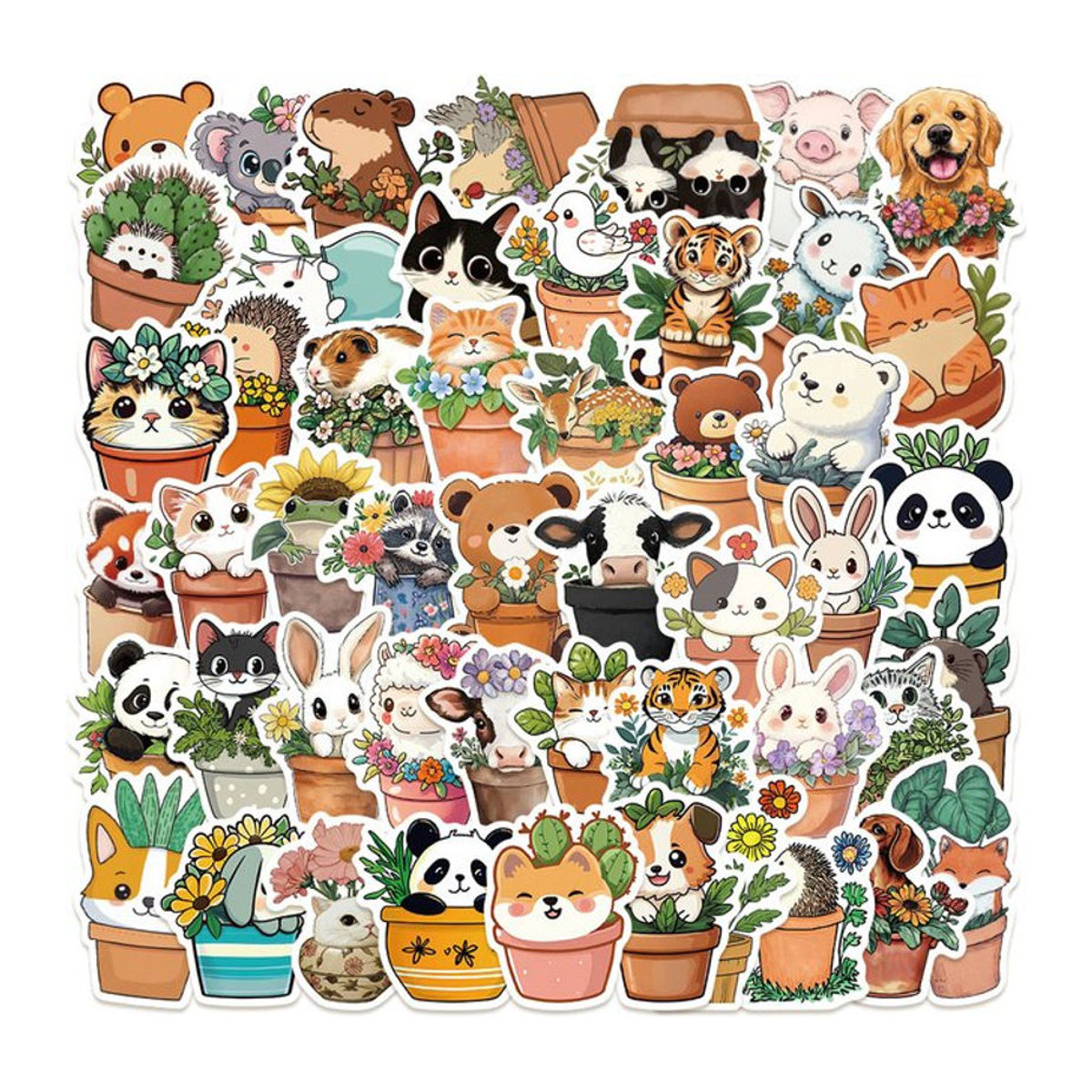 Kawaii Cartoon Tier Aufkleber Set mit Kaninchen, Panda und Katze für Laptop, Handy und Scrapbook, mehrfarbig - Bild 1