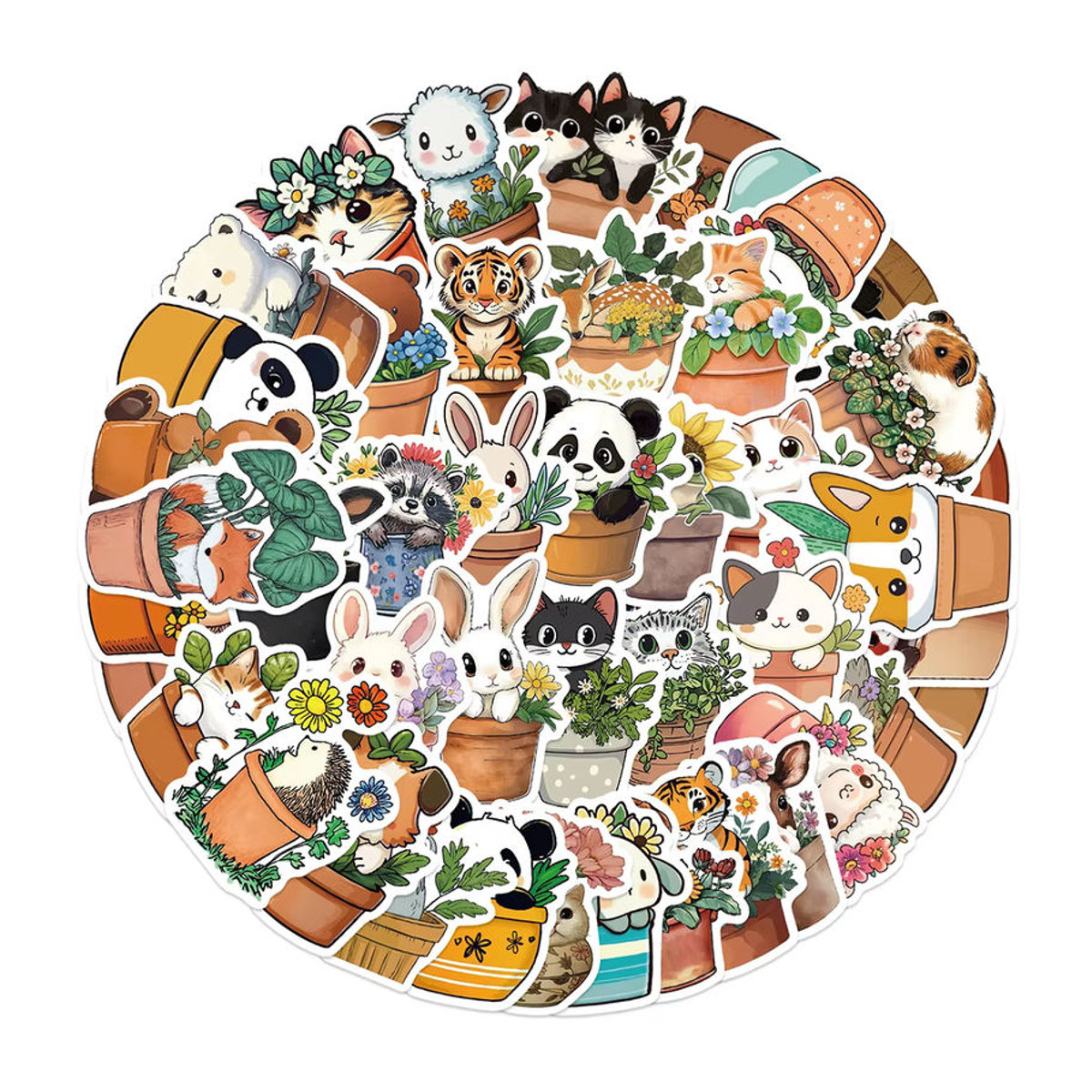 Kawaii Cartoon Tier Aufkleber Set mit Kaninchen, Panda und Katze für Laptop, Handy und Scrapbook, mehrfarbig - Bild 2