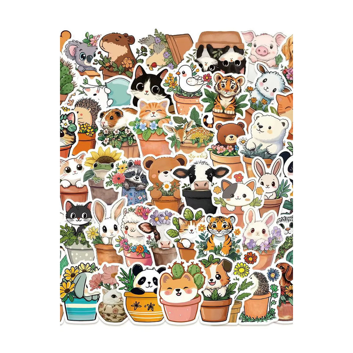 Kawaii Cartoon Tier Aufkleber Set mit Kaninchen, Panda und Katze für Laptop, Handy und Scrapbook, mehrfarbig - Bild 5
