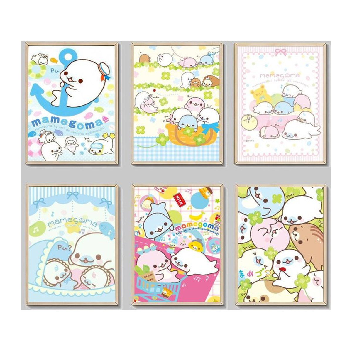 Kawaii Mamegoma Cartoon Wandposter aus Papier, Vintage Dekorative Wandkunst in Mehrfarbig, Rahmenlos und Hochformat - Bild 1