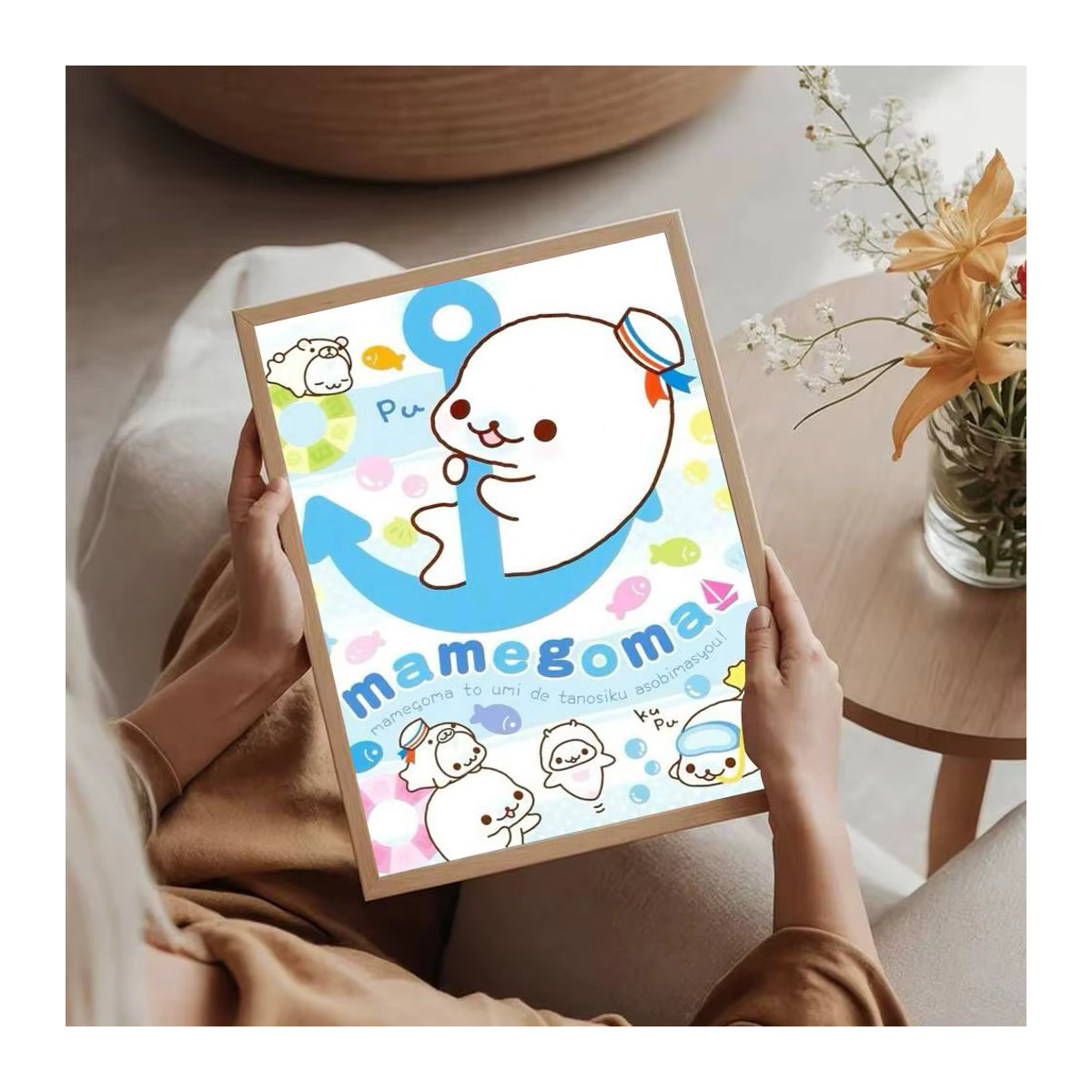 Kawaii Mamegoma Cartoon Wandposter aus Papier, Vintage Dekorative Wandkunst in Mehrfarbig, Rahmenlos und Hochformat - Bild 2