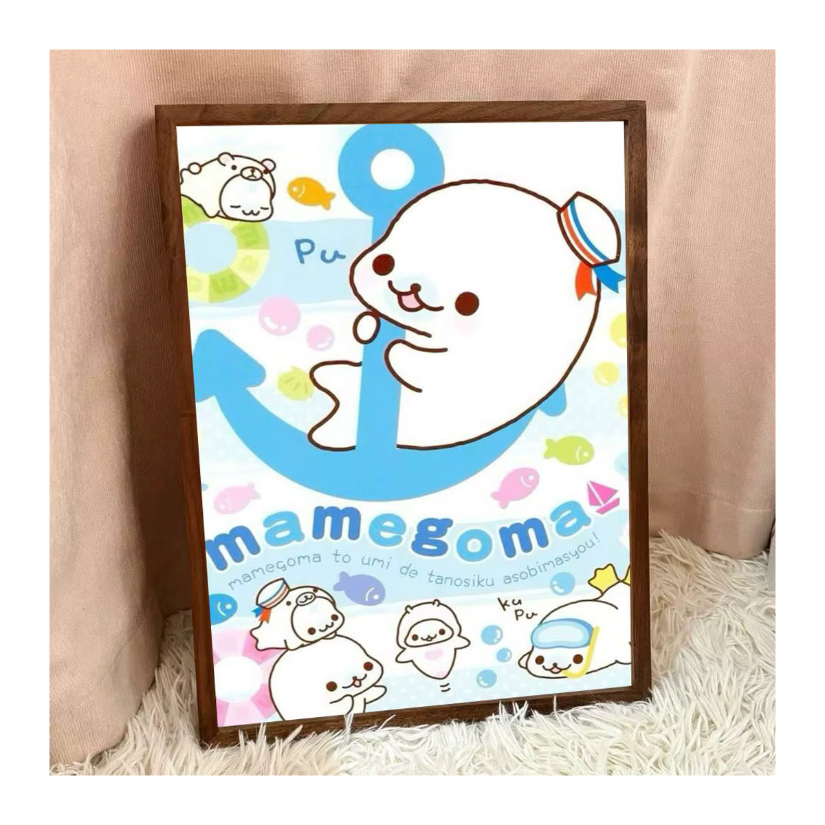 Kawaii Mamegoma Cartoon Wandposter aus Papier, Vintage Dekorative Wandkunst in Mehrfarbig, Rahmenlos und Hochformat - Bild 3