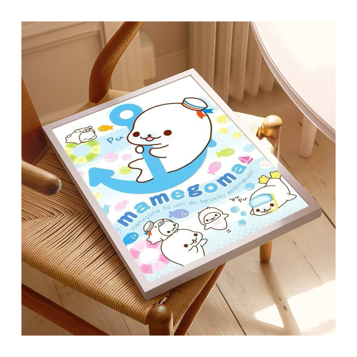 Kawaii Mamegoma Cartoon Wandposter aus Papier, Vintage Dekorative Wandkunst in Mehrfarbig, Rahmenlos und Hochformat - Bild 4
