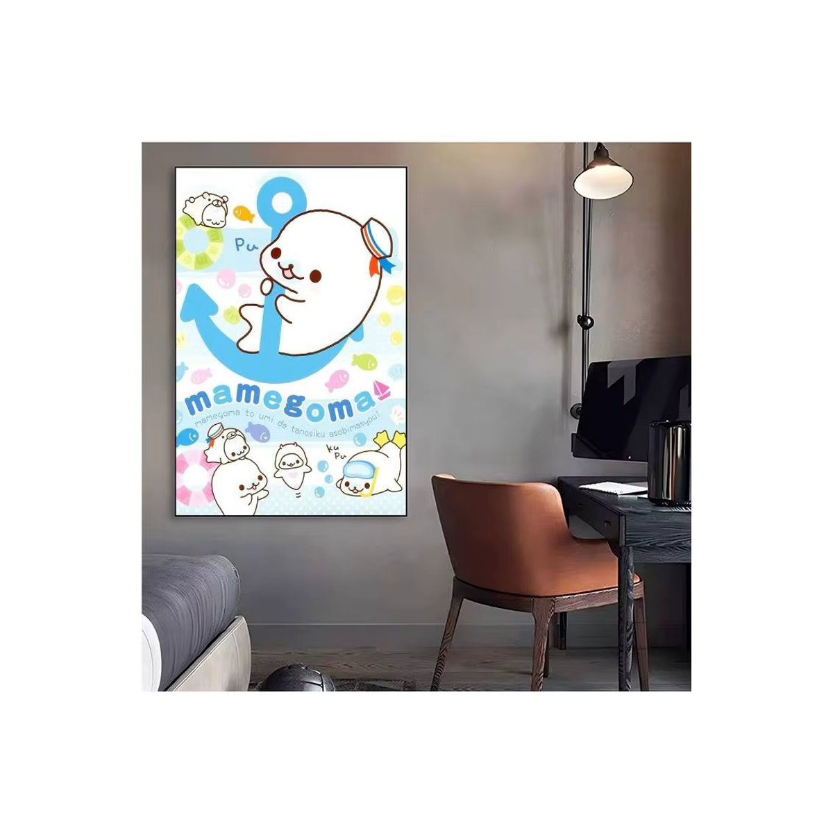 Kawaii Mamegoma Cartoon Wandposter aus Papier, Vintage Dekorative Wandkunst in Mehrfarbig, Rahmenlos und Hochformat - Bild 5
