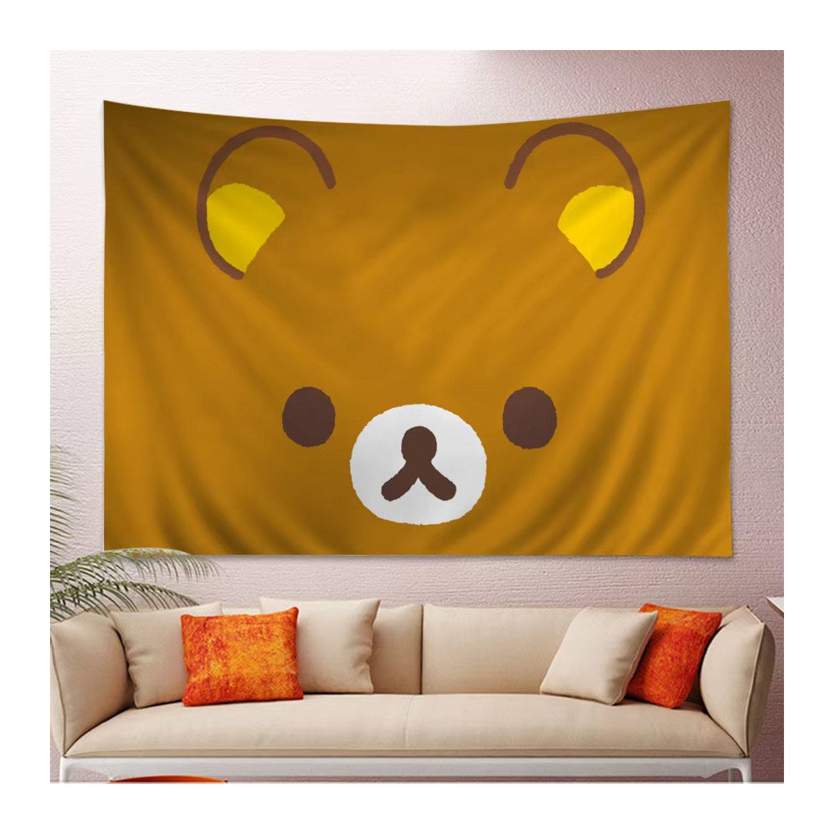 Kawaii Rilakkuma Bär Wandteppich im Boho-Stil mit Mandala-Design, mehrfarbig, rechteckig - Bild 2