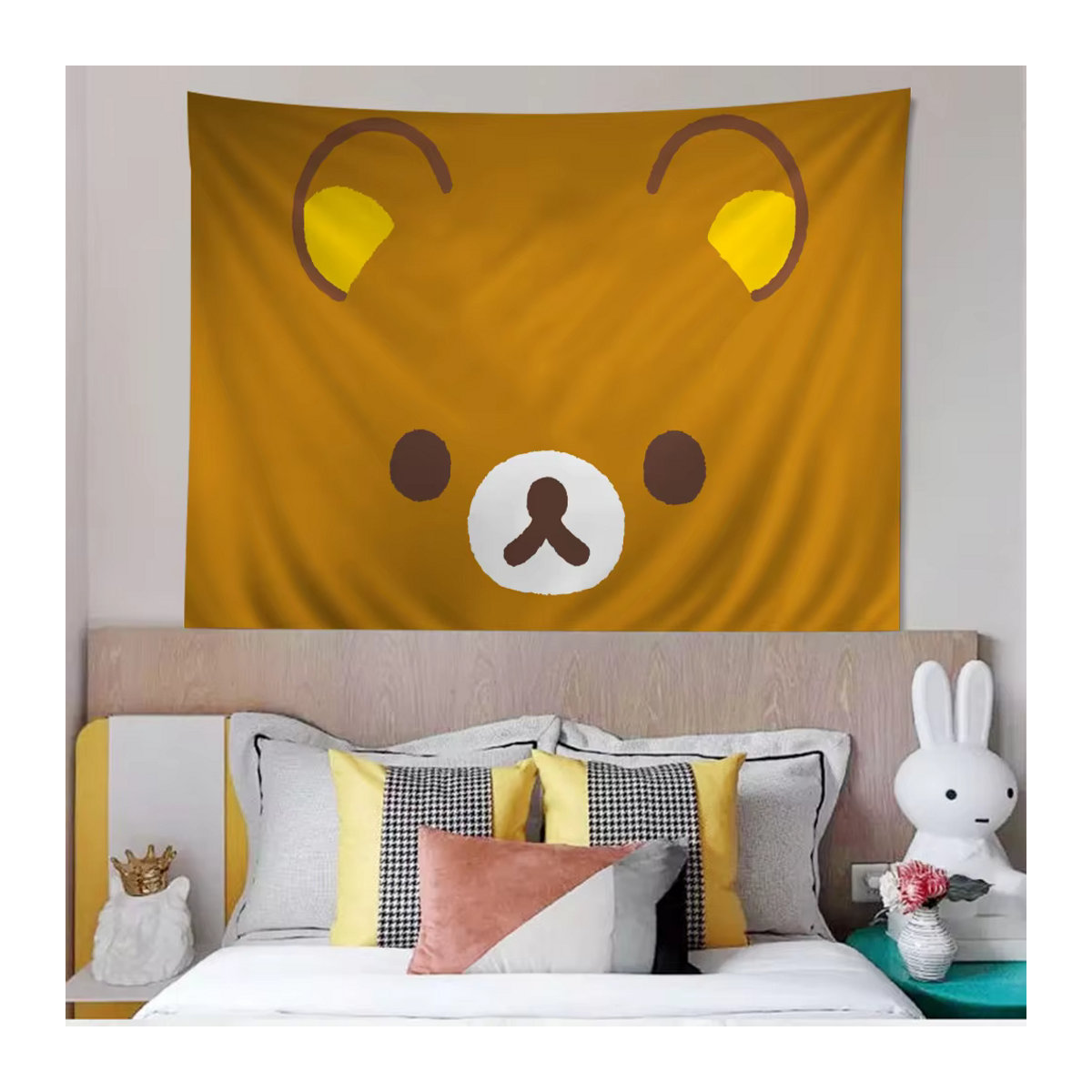 Kawaii Rilakkuma Bär Wandteppich im Boho-Stil mit Mandala-Design, mehrfarbig, rechteckig - Bild 5